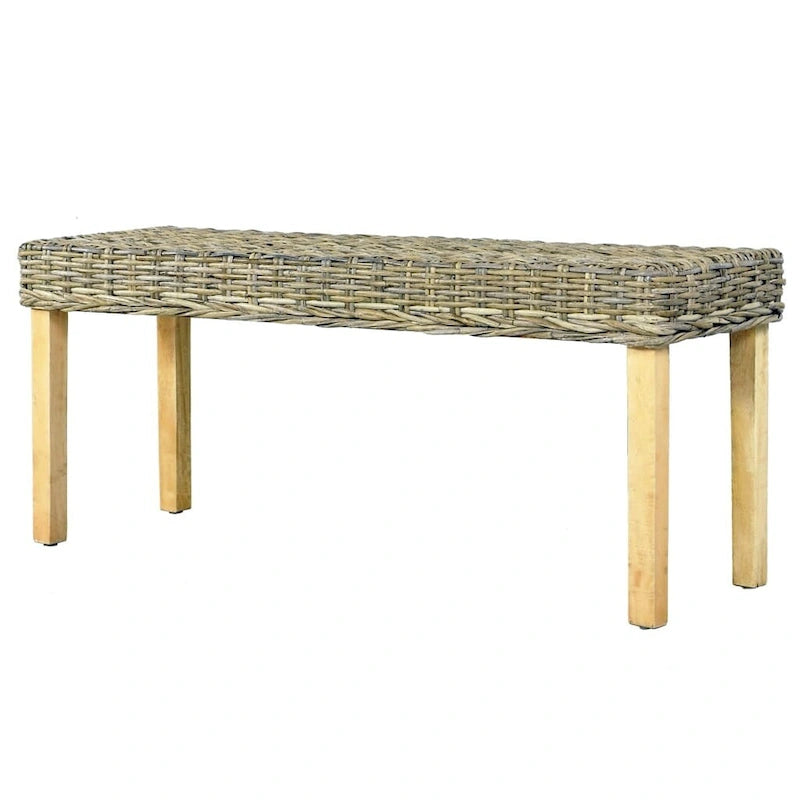 Panca 110 cm in Rattan Kubu Naturale e Legno massello di Mango