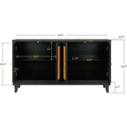 Madia buffet in rattan con pannelli a grana artigianali e 4 ante in rattan