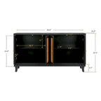 Madia buffet in rattan con pannelli a grana artigianali e 4 ante in rattan