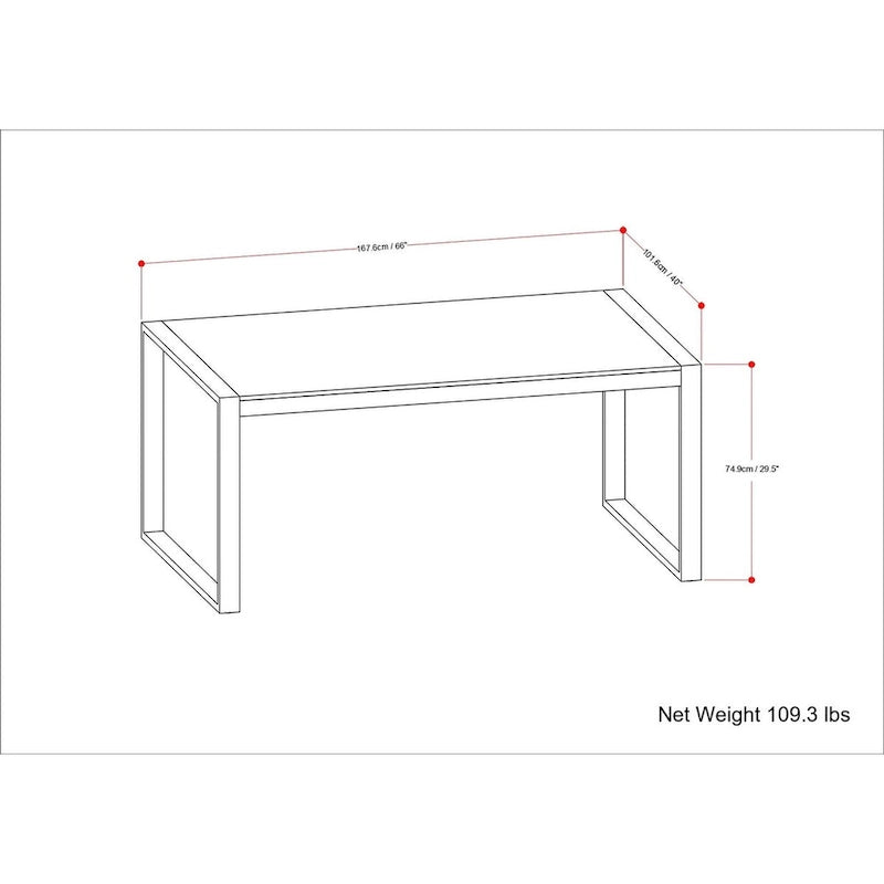 Tavolo da pranzo rettangolare moderno industriale 66 x 40 pollici