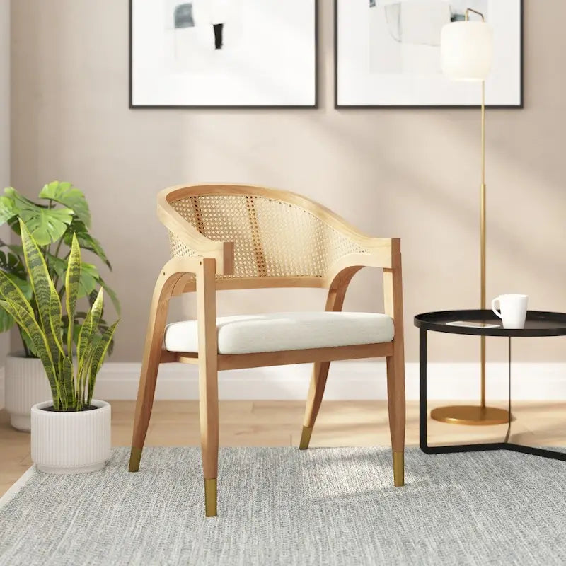 Sedia da pranzo in rattan con seduta imbottita