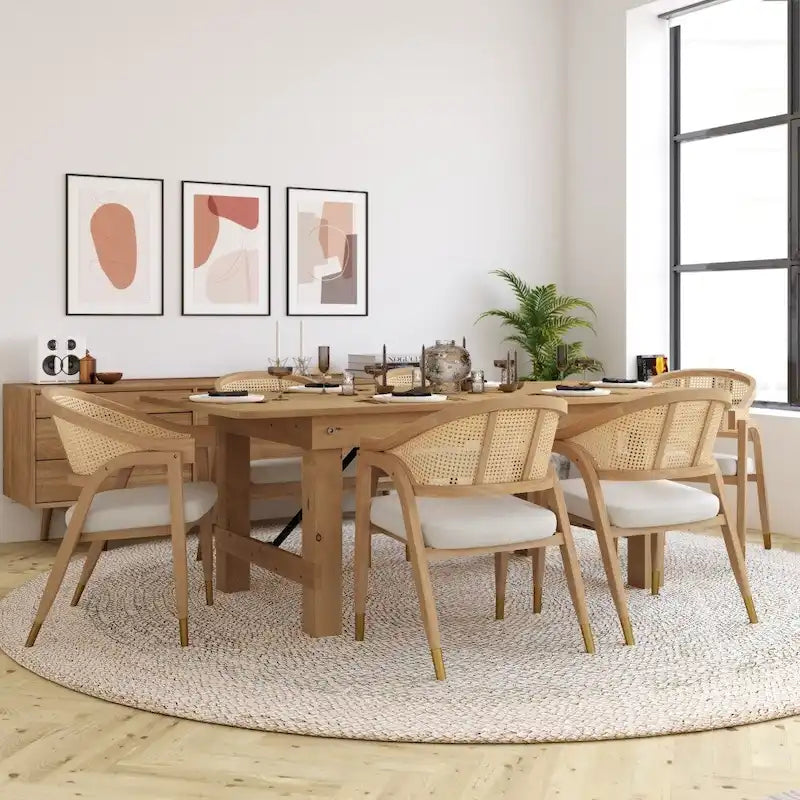 Sedia da pranzo in rattan con seduta imbottita