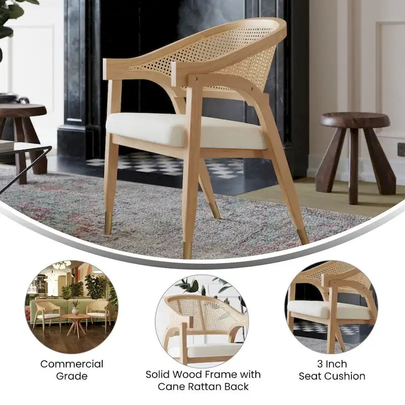 Sedia da pranzo in rattan con seduta imbottita