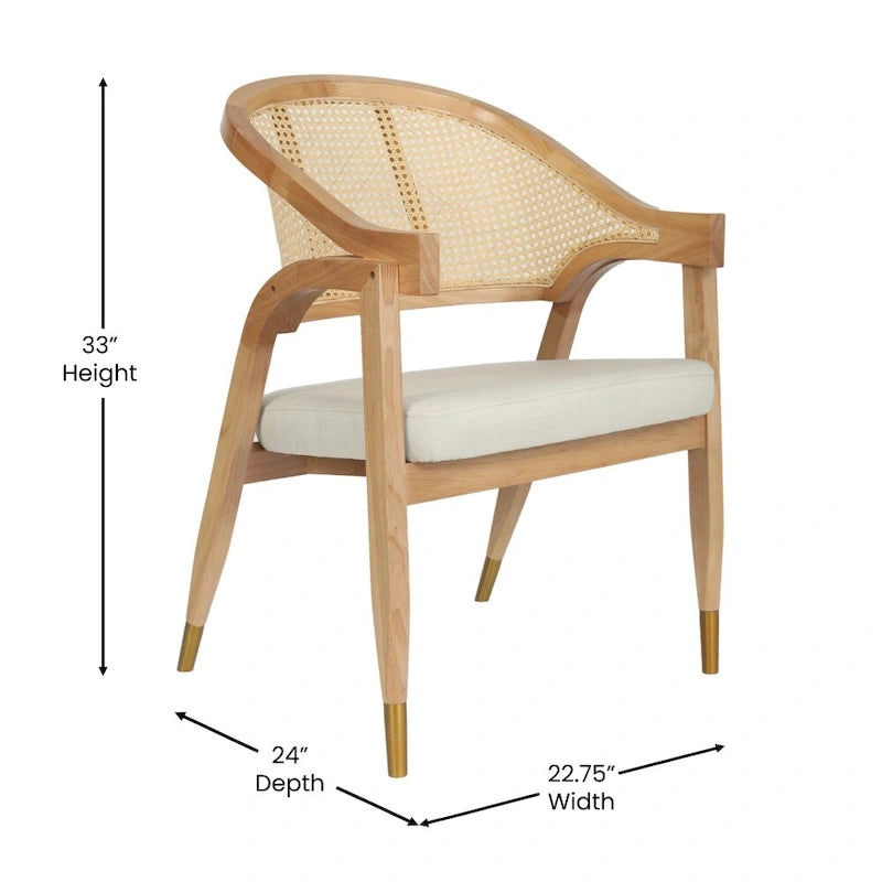 Sedia da pranzo in rattan con seduta imbottita