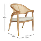 Sedia da pranzo in rattan con seduta imbottita
