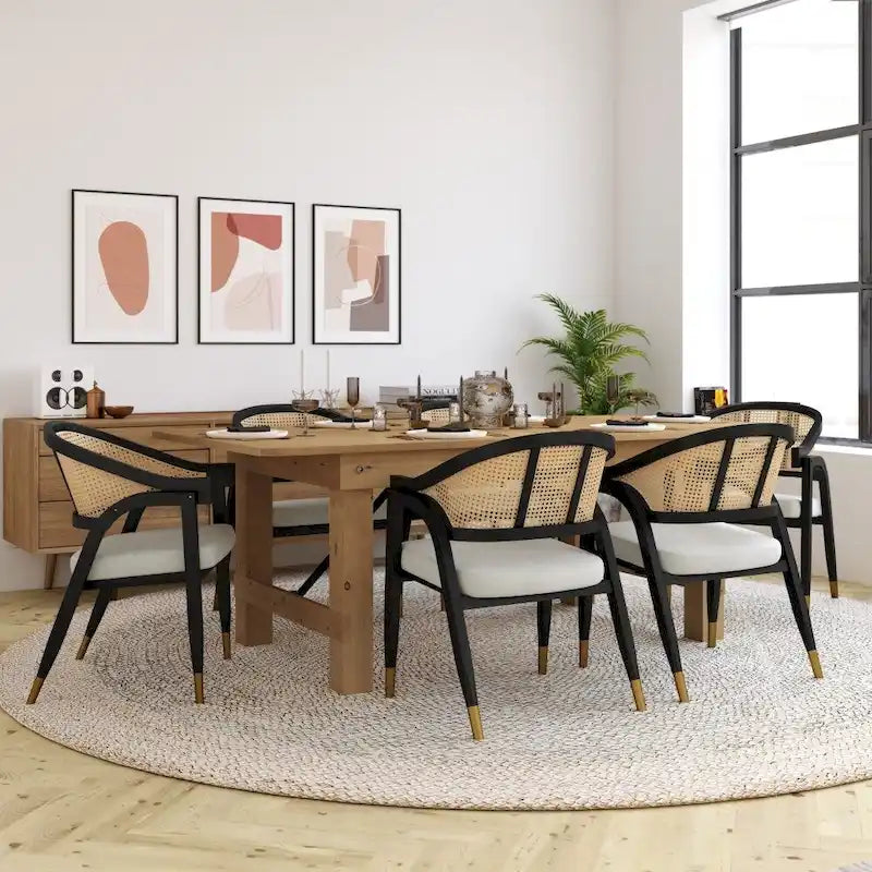Sedia da pranzo in rattan con seduta imbottita
