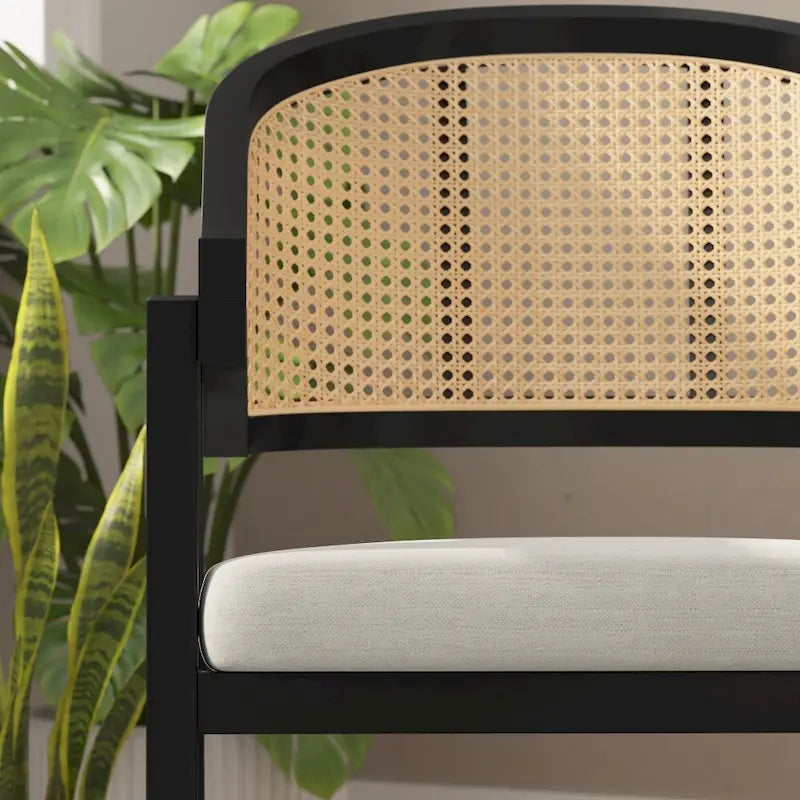 Sedia da pranzo in rattan con seduta imbottita