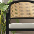 Sedia da pranzo in rattan con seduta imbottita