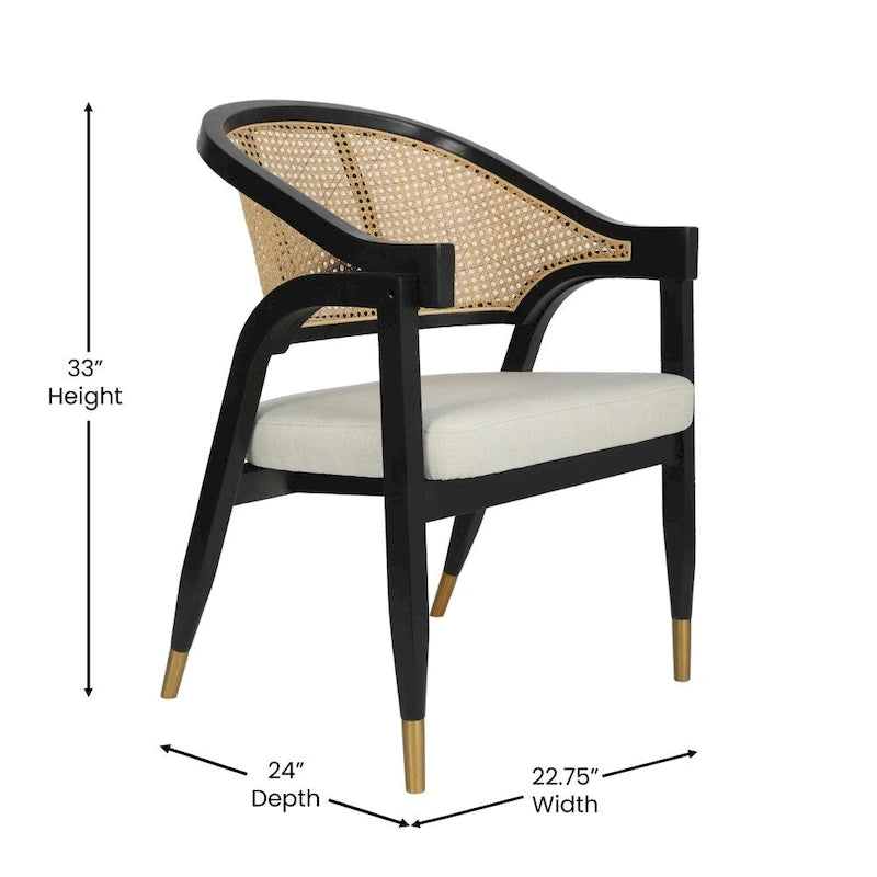 Sedia da pranzo in rattan con seduta imbottita
