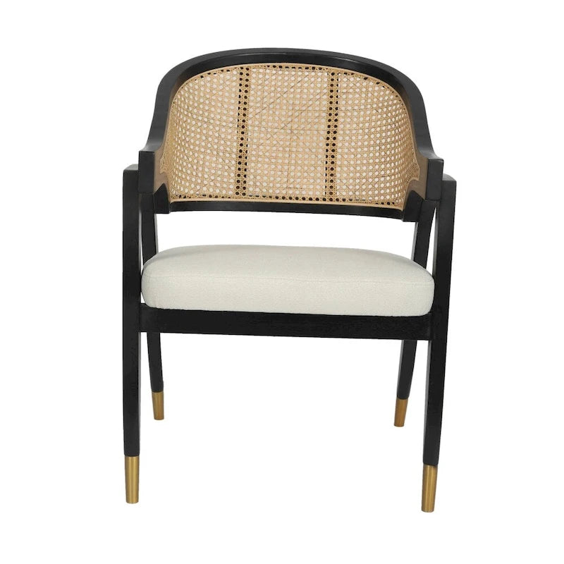 Sedia da pranzo in rattan con seduta imbottita