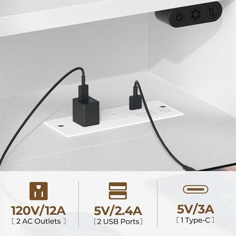 Scrivania per computer da 39 pollici con illuminazione a LED e supporto per monitor