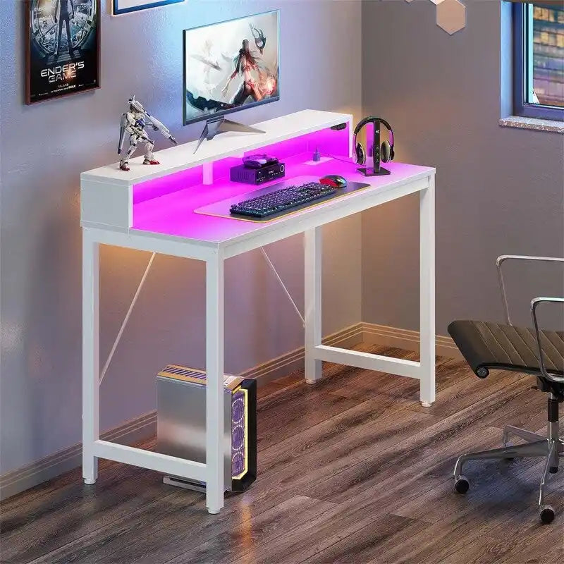 Scrivania per computer da 39 pollici con illuminazione a LED e supporto per monitor
