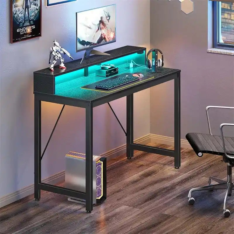 Scrivania per computer da 39 pollici con illuminazione a LED e supporto per monitor