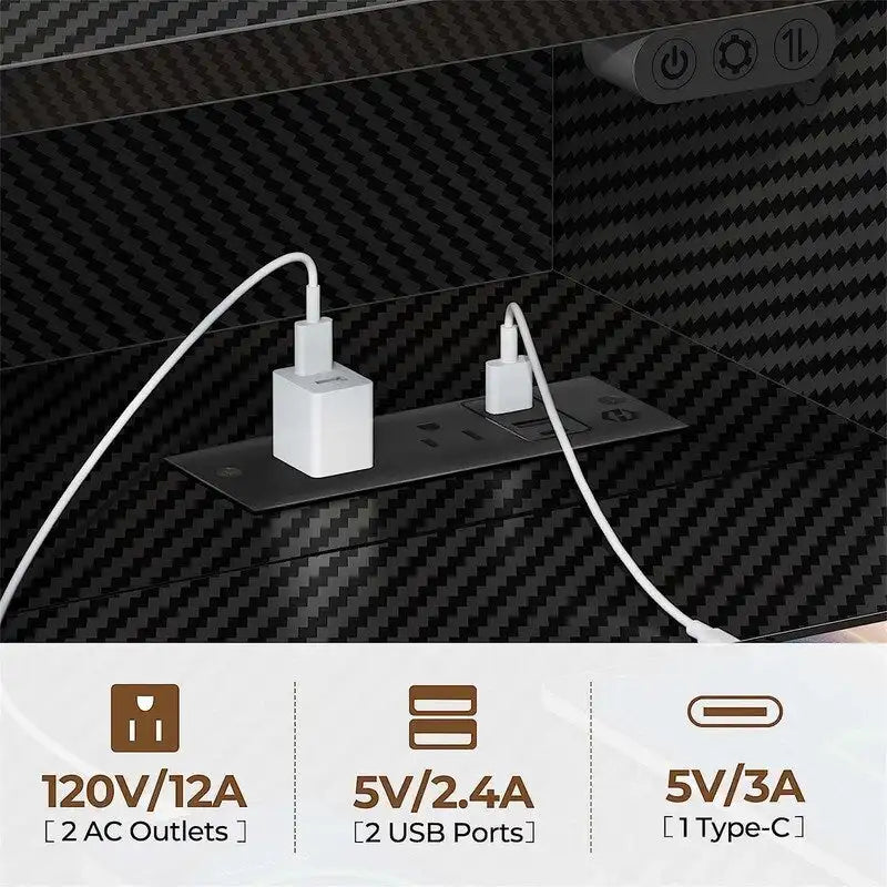 Scrivania per computer da 39 pollici con illuminazione a LED e supporto per monitor