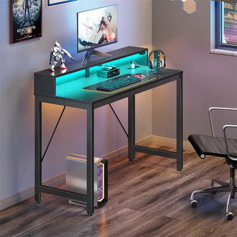 Scrivania per computer da 39 pollici con illuminazione a LED e supporto per monitor