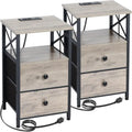 Comodino con Stazione di Ricarica, Set di 2 - 40D x 35W x 60.5H cm
