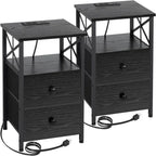 Comodino con Stazione di Ricarica, Set di 2 - 40D x 35W x 60.5H cm