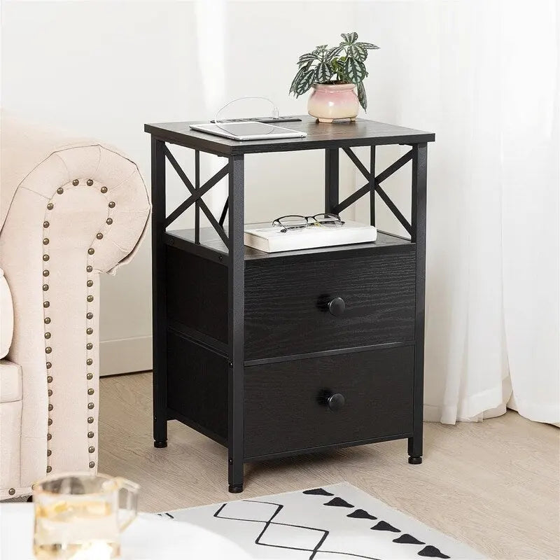 Comodino con Stazione di Ricarica, Set di 2 - 40D x 35W x 60.5H cm
