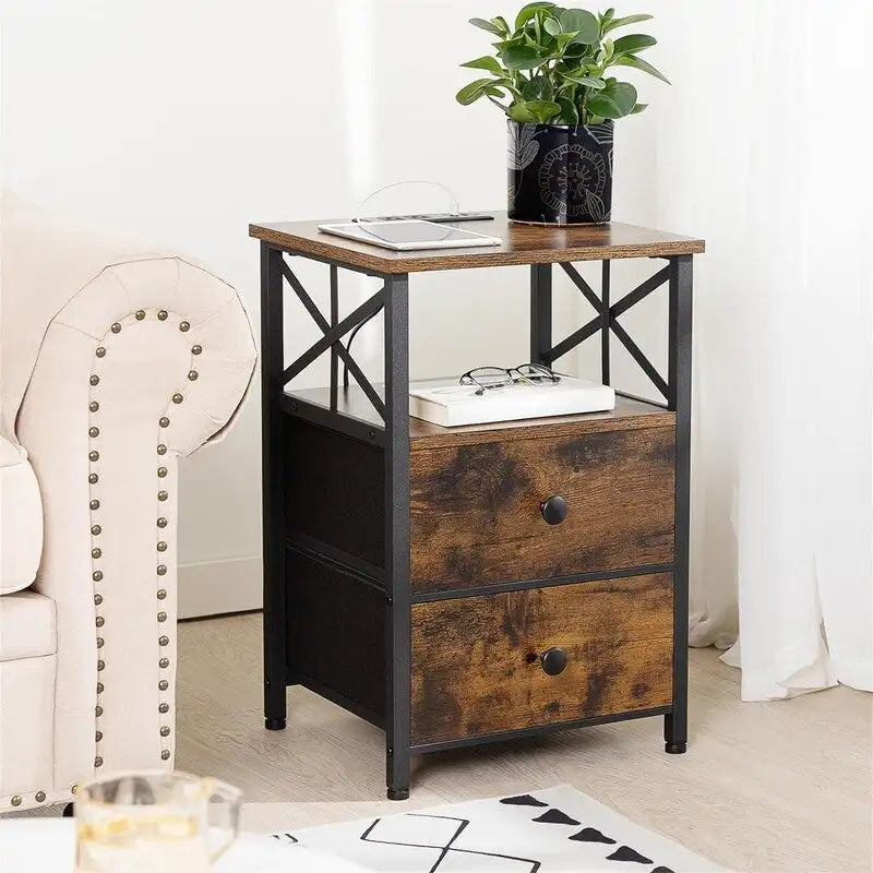Comodino con Stazione di Ricarica, Set di 2 - 40D x 35W x 60.5H cm