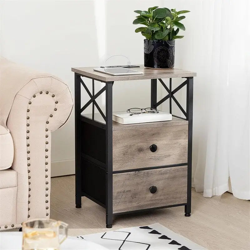 Comodino con Stazione di Ricarica, Set di 2 - 40D x 35W x 60.5H cm