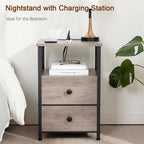 Comodino con Stazione di Ricarica, Set di 2 - 40D x 35W x 60.5H cm