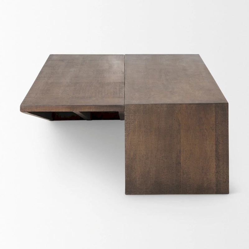 Tavolino da Caffè Angolare in Legno Massello Marrone Medio - 58,5L x 19P x 19A
