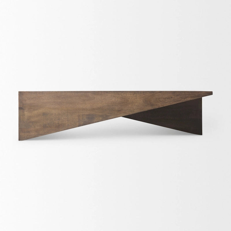 Tavolino da Caffè Angolare in Legno Massello Marrone Medio - 58,5L x 19P x 19A