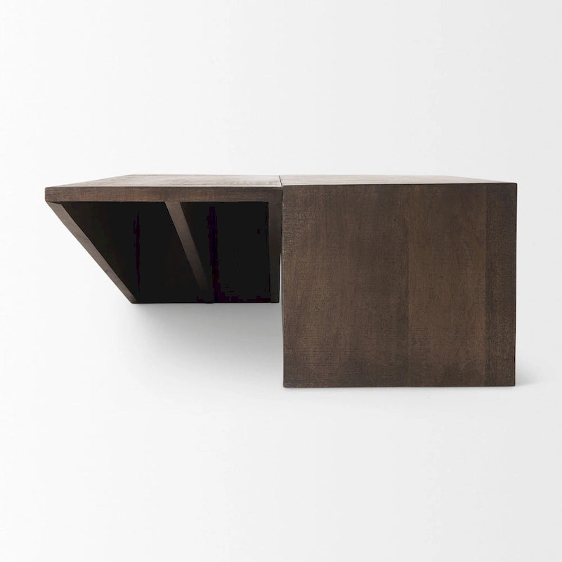 Tavolino da Caffè Angolare in Legno Massello Marrone Medio - 58,5L x 19P x 19A