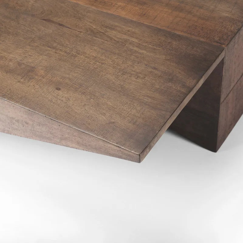 Tavolino da Caffè Angolare in Legno Massello Marrone Medio - 58,5L x 19P x 19A