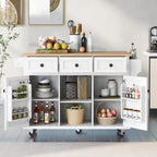 Carrello da Cucina con Mobiletto Contenitore e 3 Cassetti