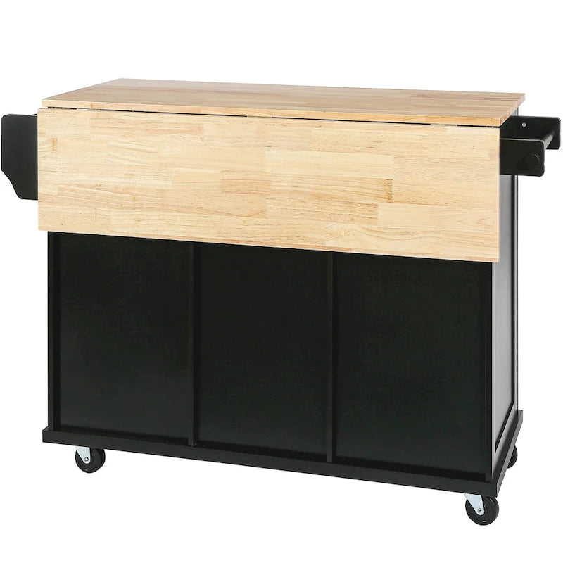 Carrello da Cucina con Mobiletto Contenitore e 3 Cassetti