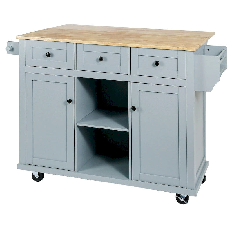 Carrello da Cucina con Mobiletto Contenitore e 3 Cassetti