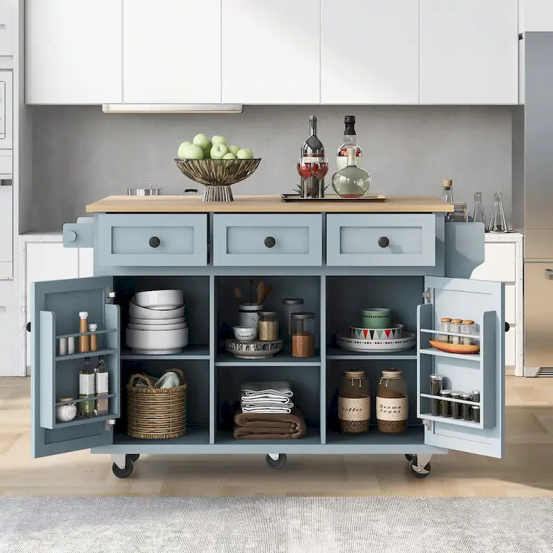 Carrello da Cucina con Mobiletto Contenitore e 3 Cassetti
