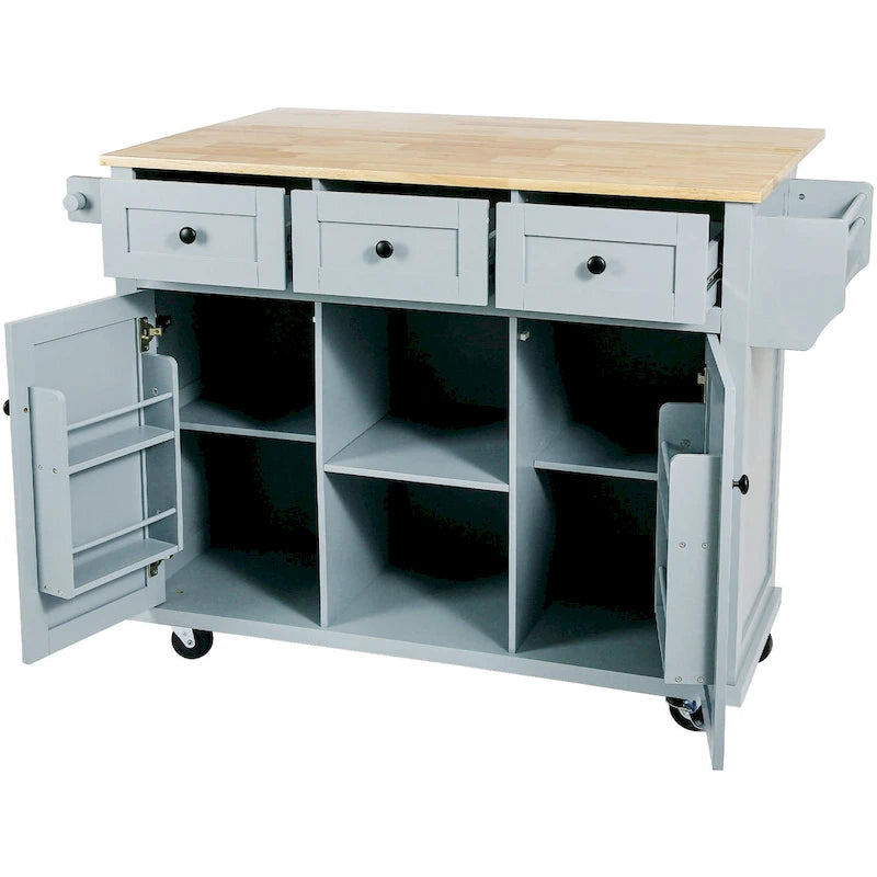 Carrello da Cucina con Mobiletto Contenitore e 3 Cassetti