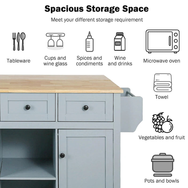 Carrello da Cucina con Mobiletto Contenitore e 3 Cassetti