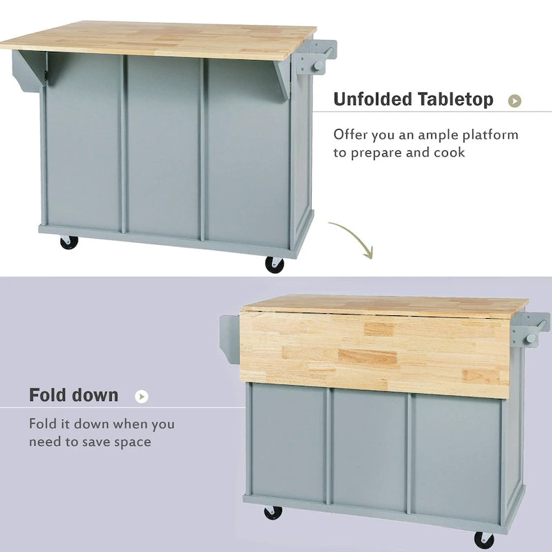 Carrello da Cucina con Mobiletto Contenitore e 3 Cassetti
