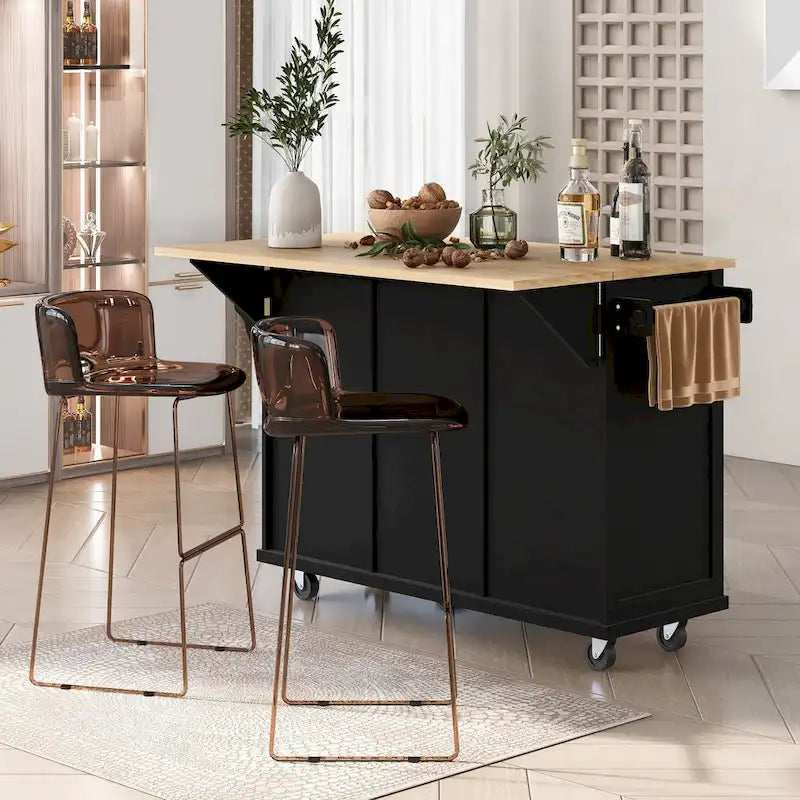 Carrello da Cucina con Mobiletto Contenitore e 3 Cassetti