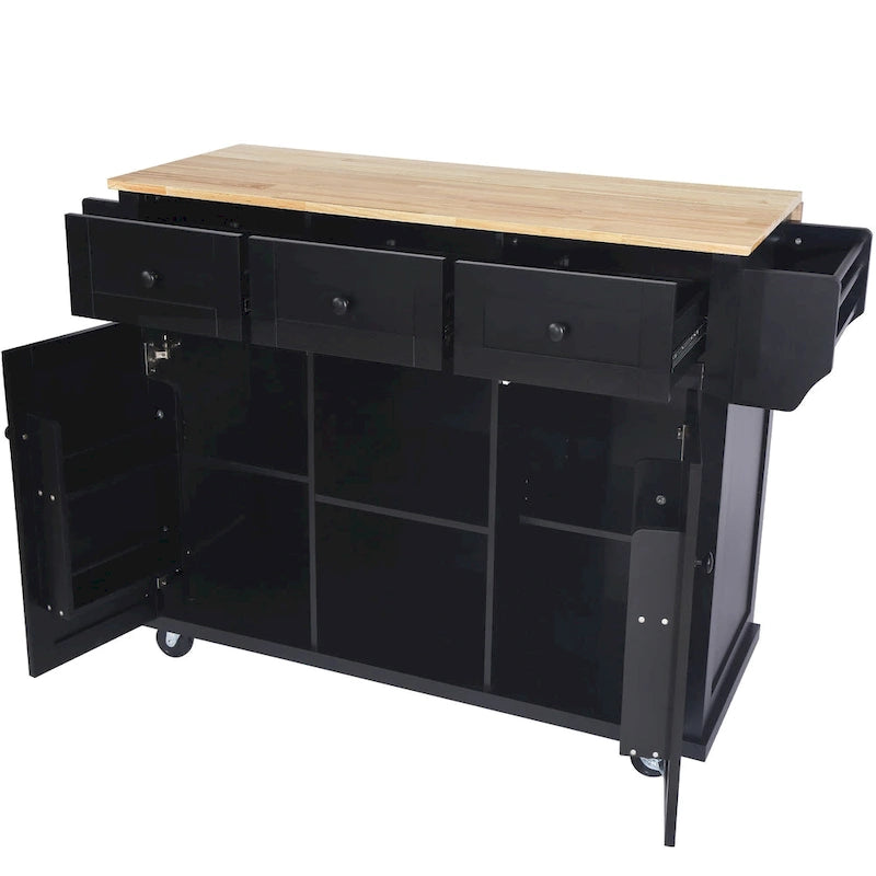 Carrello da Cucina con Mobiletto Contenitore e 3 Cassetti