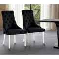 Sedie da pranzo con schienale trapuntato in velluto nero (set da 2)
