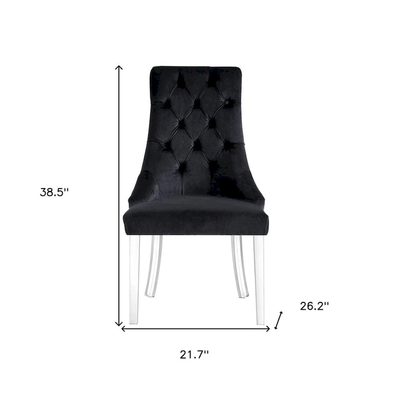 Sedie da pranzo con schienale trapuntato in velluto nero (set da 2)