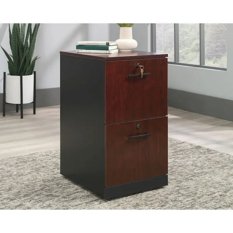 Schedario mobile a 2 cassetti - Ciliegio classico / Nero morbido
