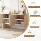 Credenza a 4 ante con ripiani regolabili, capacità 60L, per soggiorno e ingresso (Crema Albicocca)