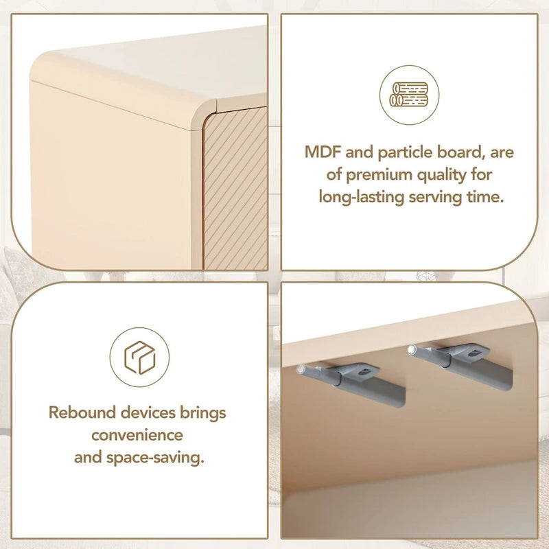 Credenza a 4 ante con ripiani regolabili, capacità 60L, per soggiorno e ingresso (Crema Albicocca)